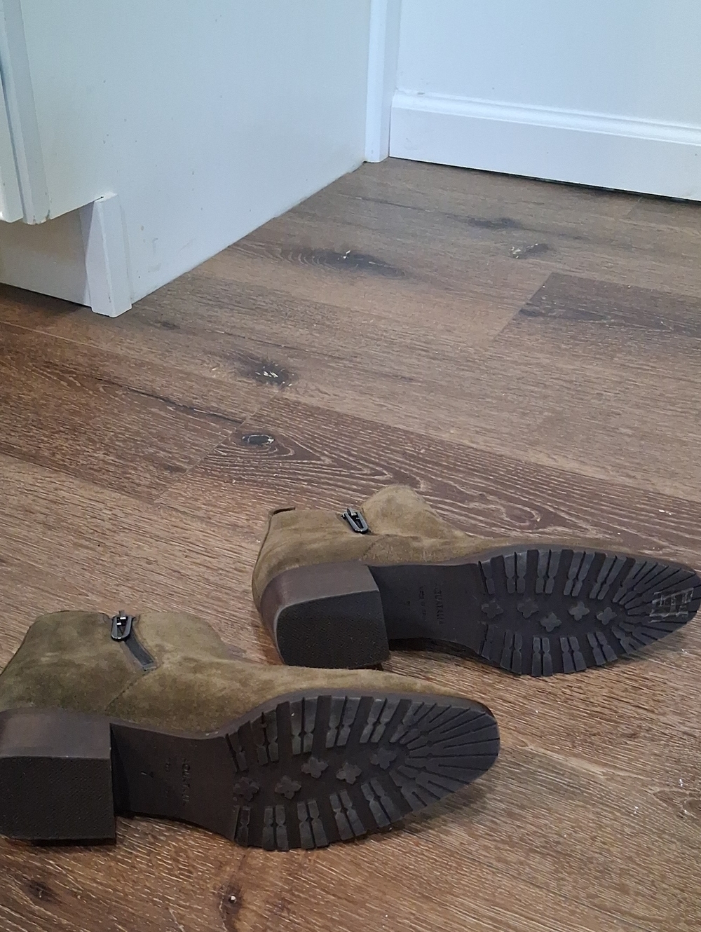 Aquatalia Suede Fantina Ankle Boots in Olive Green - Picture 8 of 8